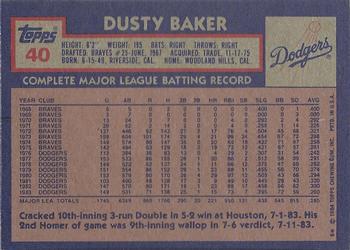 Dusty Baker  baseball card collectible - Main Image 2
