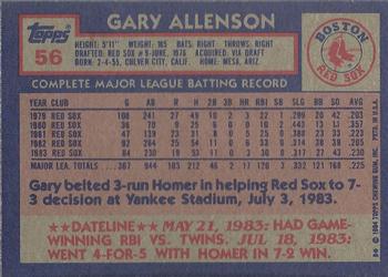 Gary Allenson  baseball card collectible - Main Image 2
