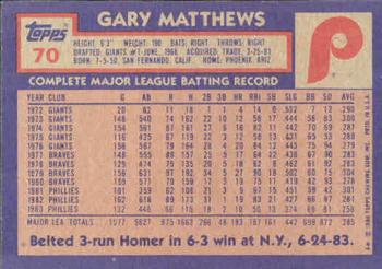 Gary Matthews  baseball card collectible - Main Image 2
