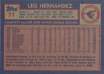 Leo Hernandez  baseball card collectible - Main Image 2