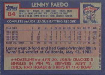 Lenny Faedo  baseball card collectible - Main Image 2