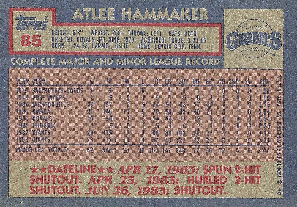 Atlee Hammaker  baseball card collectible - Main Image 2