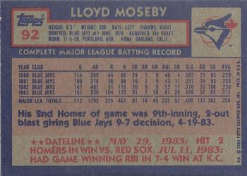 Lloyd Moseby  baseball card collectible - Main Image 2