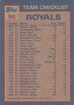 Royals Leaders / Checklist (Hal McRae / Larry Gura)  baseball card collectible - Main Image 2