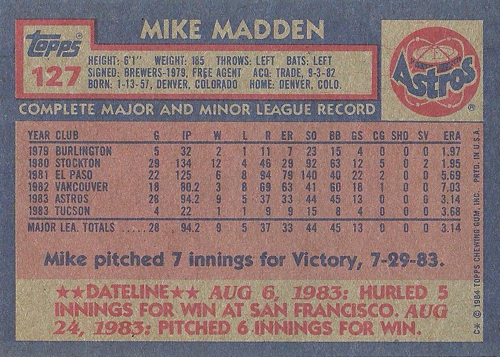 Mike Madden  baseball card collectible - Main Image 2