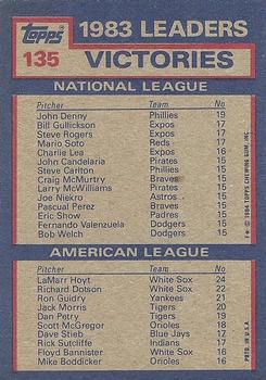 1983 Victory Leaders (John Denny / LaMarr Hoyt)  baseball card collectible - Main Image 2