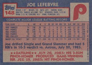 Joe Lefebvre  baseball card collectible - Main Image 2