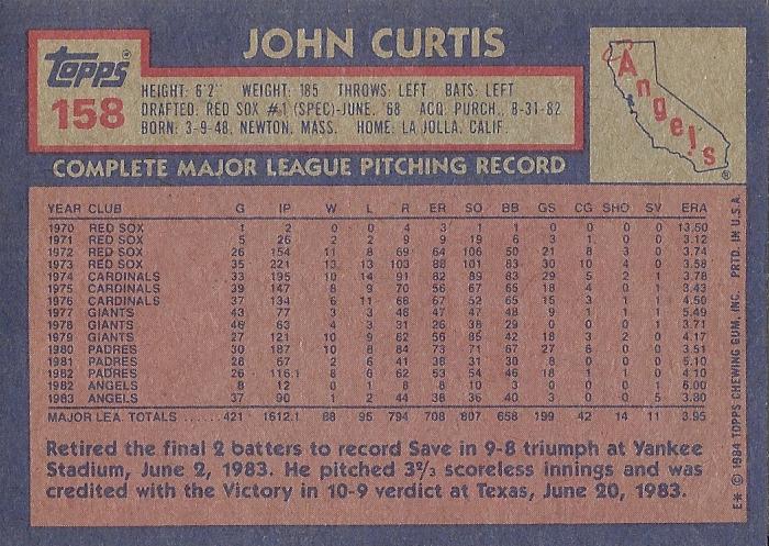 John Curtis  baseball card collectible - Main Image 2