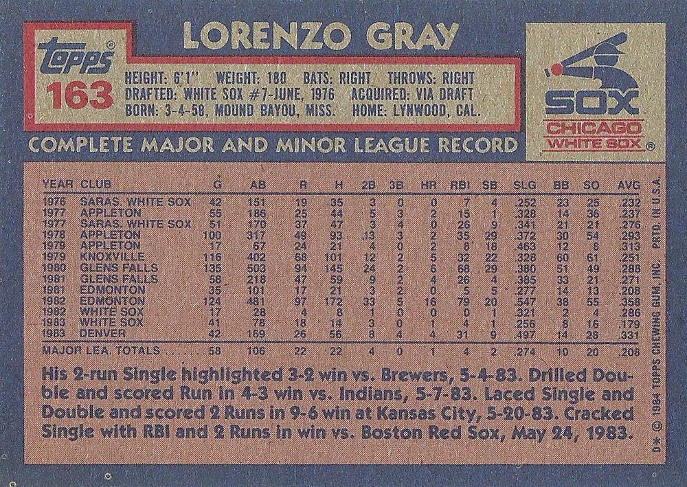 Lorenzo Gray  baseball card collectible - Main Image 2