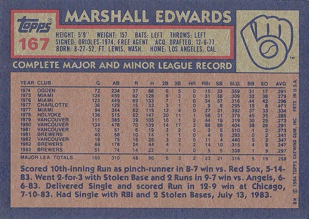 Marshall Edwards  baseball card collectible - Main Image 2