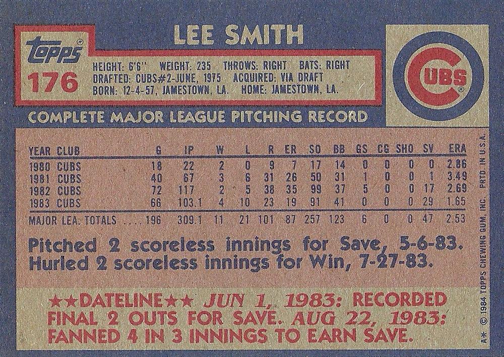 Lee Smith  baseball card collectible - Main Image 2