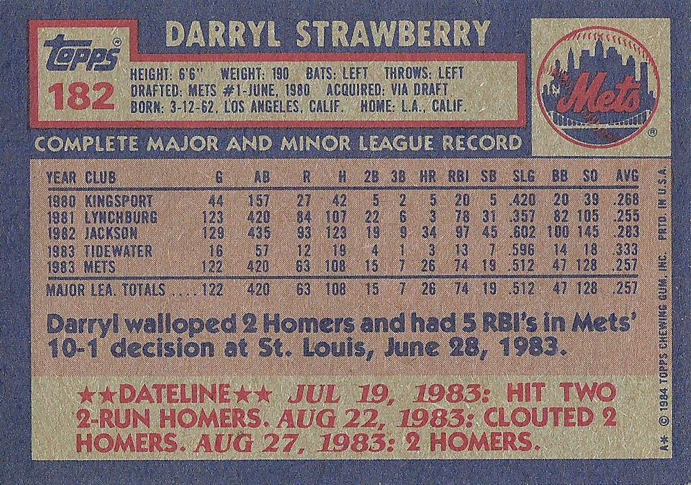 Darryl Strawberry  baseball card collectible - Main Image 2
