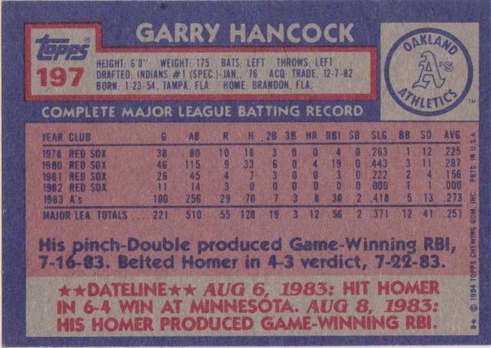 Garry Hancock  baseball card collectible - Main Image 2
