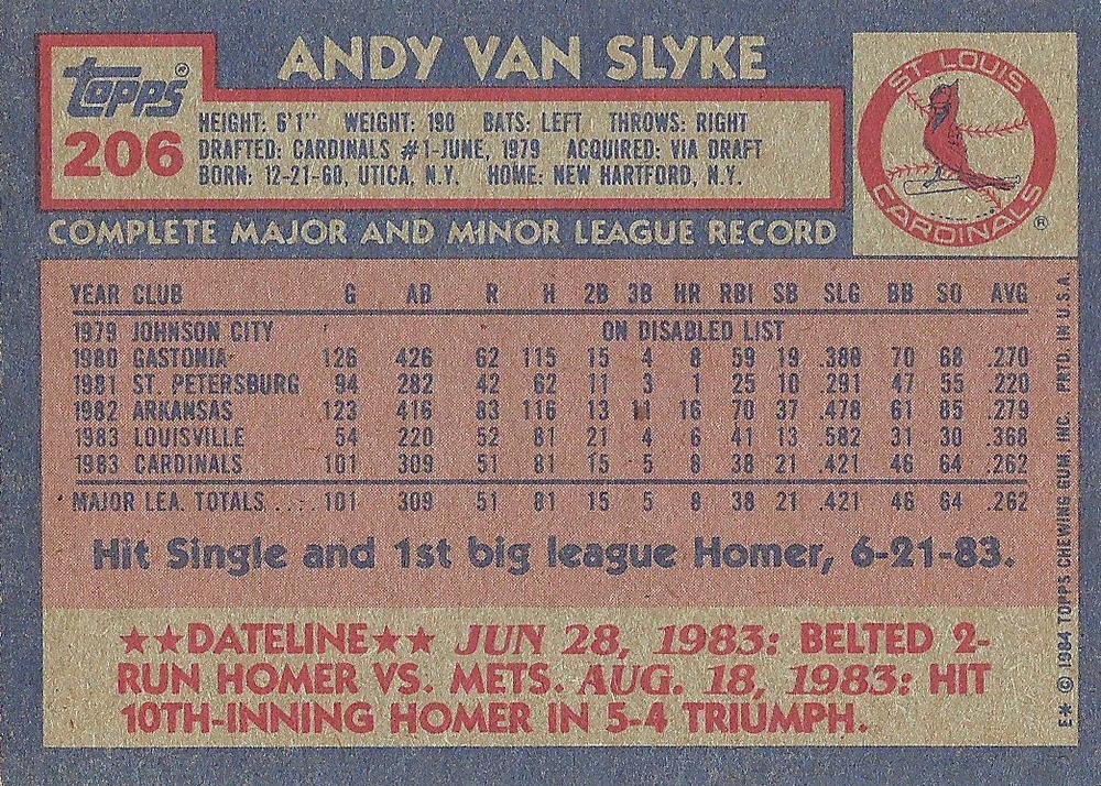 Andy Van Slyke  baseball card collectible - Main Image 2