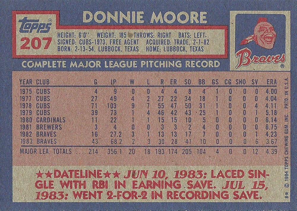 Donnie Moore  baseball card collectible - Main Image 2