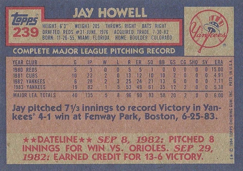 Jay Howell  baseball card collectible - Main Image 2