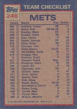 Mets Leaders / Checklist (Mookie Wilson / Tom Seaver)  baseball card collectible - Main Image 2