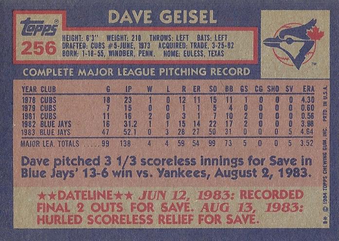 Dave Geisel  baseball card collectible - Main Image 2