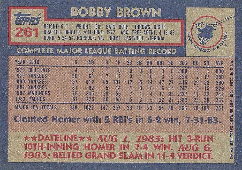 Bobby Brown  baseball card collectible - Main Image 2