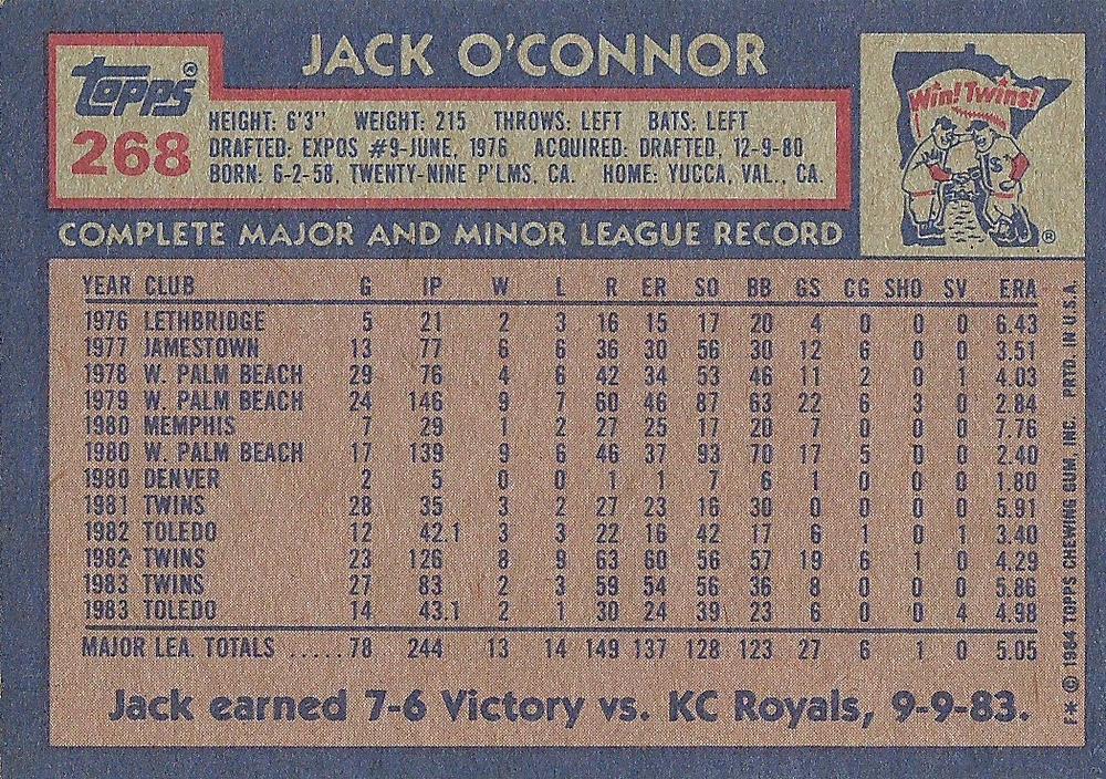 Jack O’Connor  baseball card collectible - Main Image 2