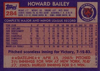 Howard Bailey  baseball card collectible - Main Image 2