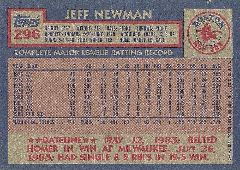 Jeff Newman  baseball card collectible - Main Image 2