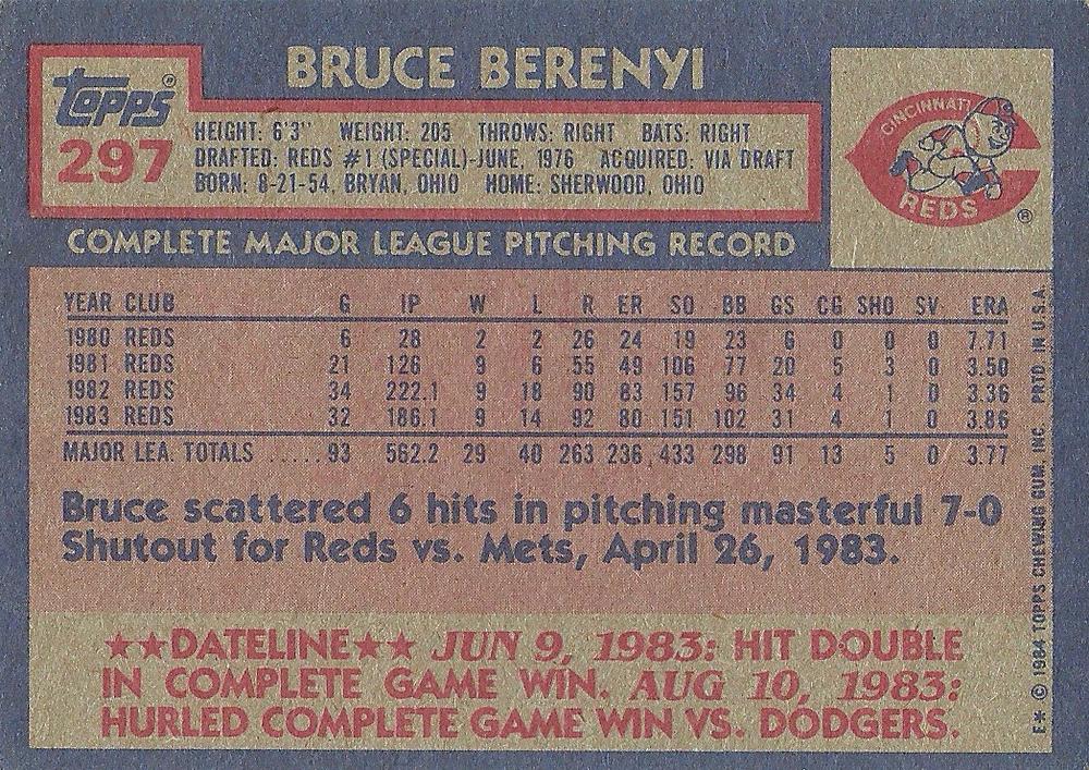 Bruce Berenyi  baseball card collectible - Main Image 2