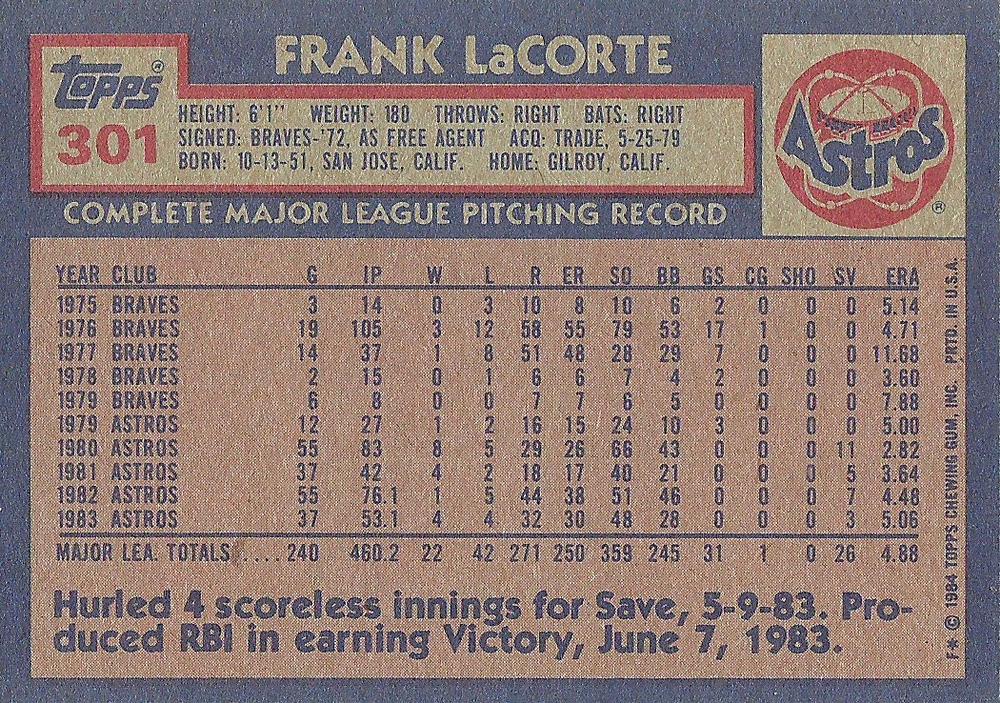 Frank LaCorte  baseball card collectible - Main Image 2