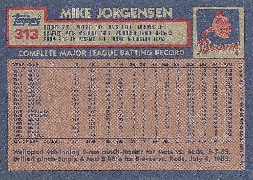 Mike Jorgensen  baseball card collectible - Main Image 2