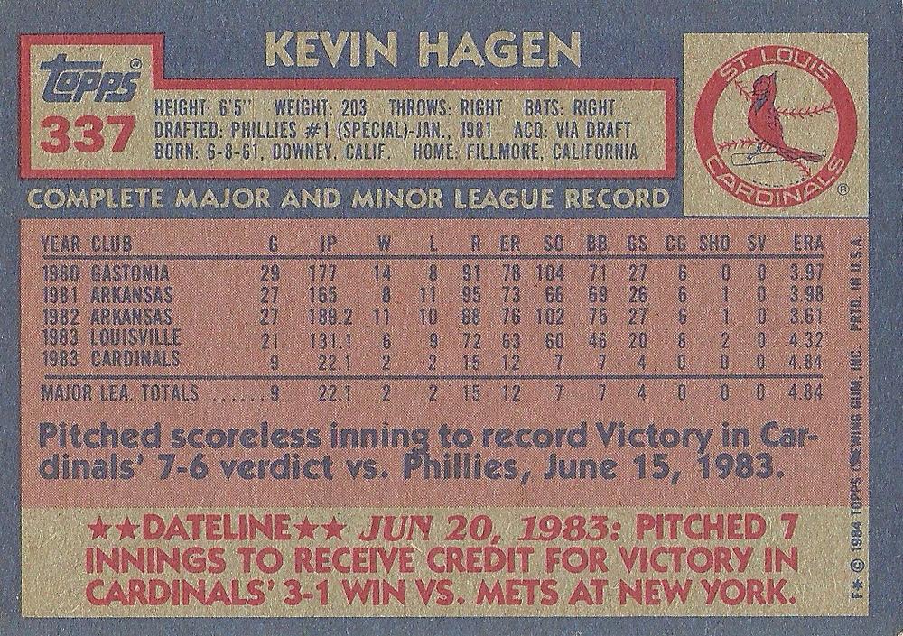 Kevin Hagen  baseball card collectible - Main Image 2