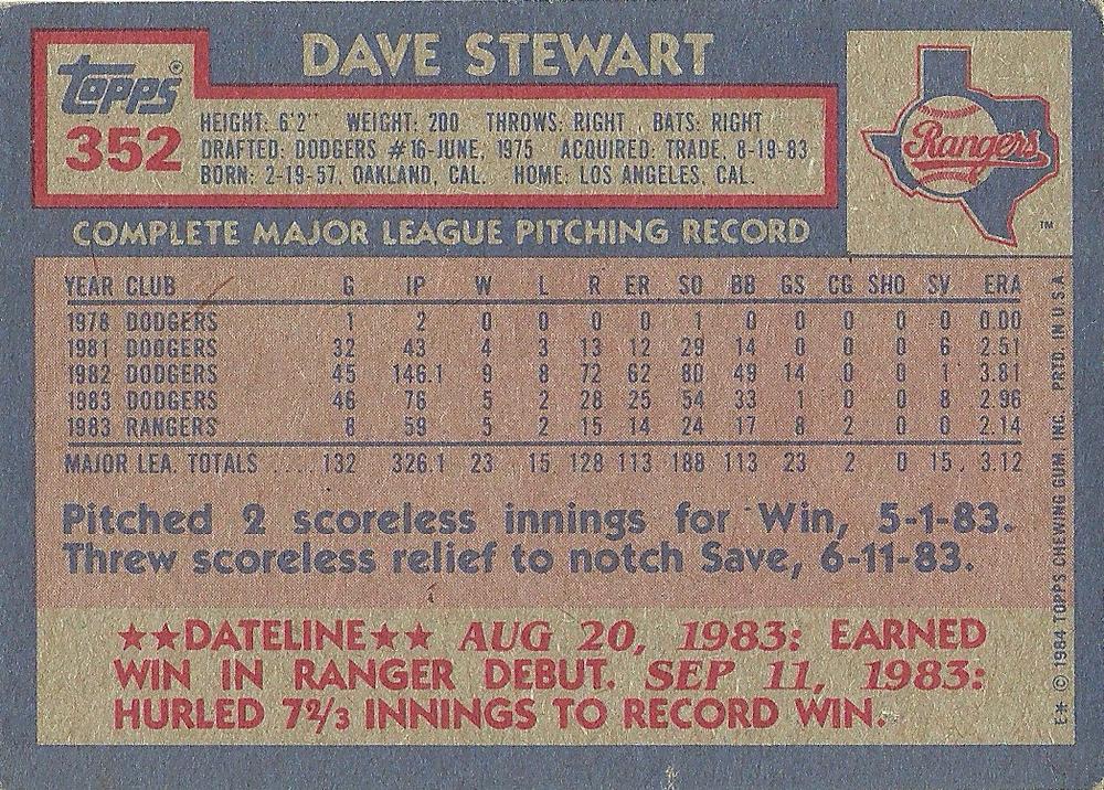 Dave Stewart  baseball card collectible - Main Image 2