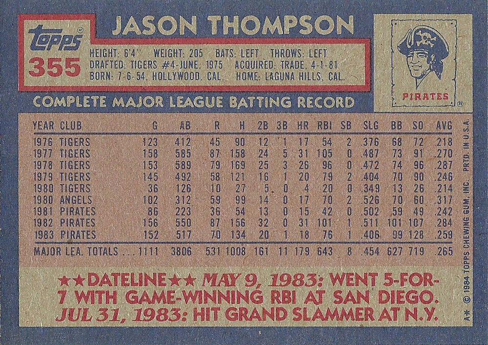 Jason Thompson  baseball card collectible - Main Image 2