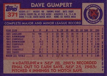 Dave Gumpert  baseball card collectible - Main Image 2
