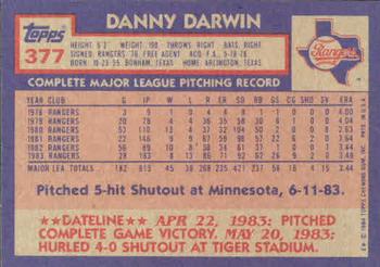 Danny Darwin  baseball card collectible - Main Image 2