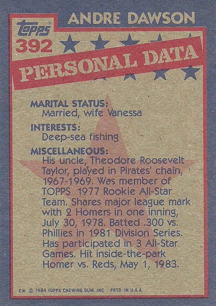 Andre Dawson  baseball card collectible - Main Image 2