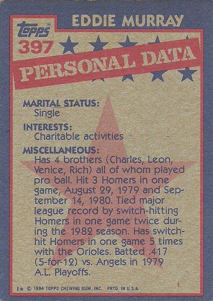 Eddie Murray  baseball card collectible - Main Image 2