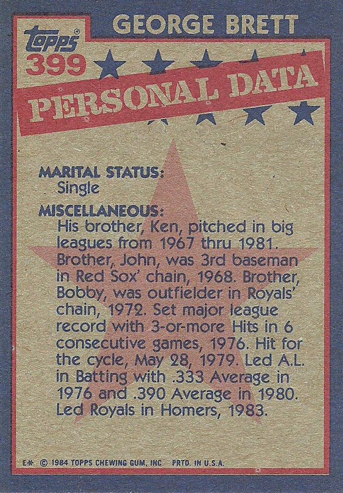 George Brett  baseball card collectible - Main Image 2