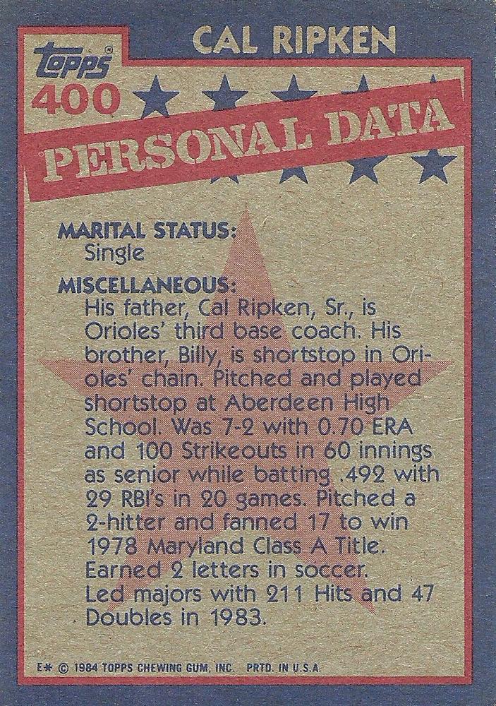 Cal Ripken  baseball card collectible - Main Image 2