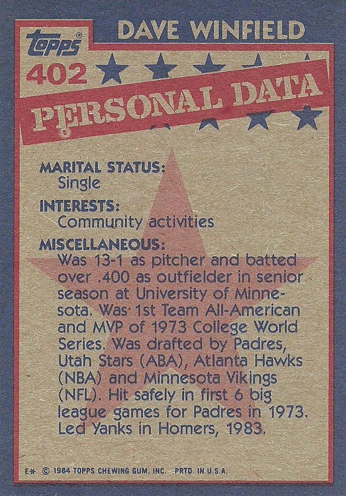 Dave Winfield  baseball card collectible - Main Image 2