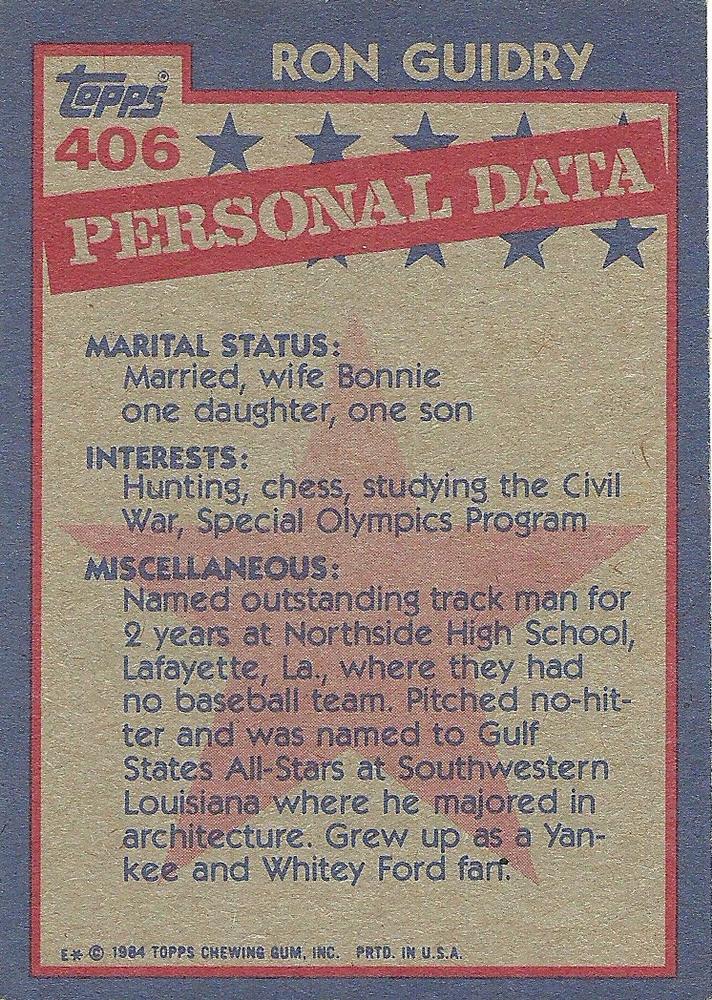 Ron Guidry  baseball card collectible - Main Image 2