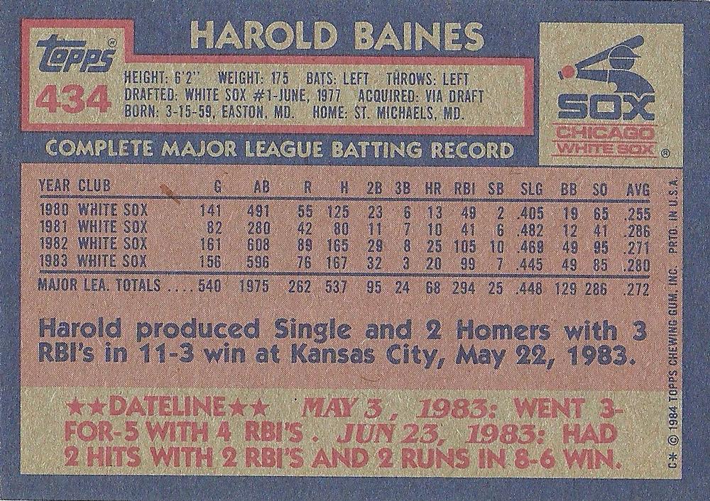 Harold Baines  baseball card collectible - Main Image 2
