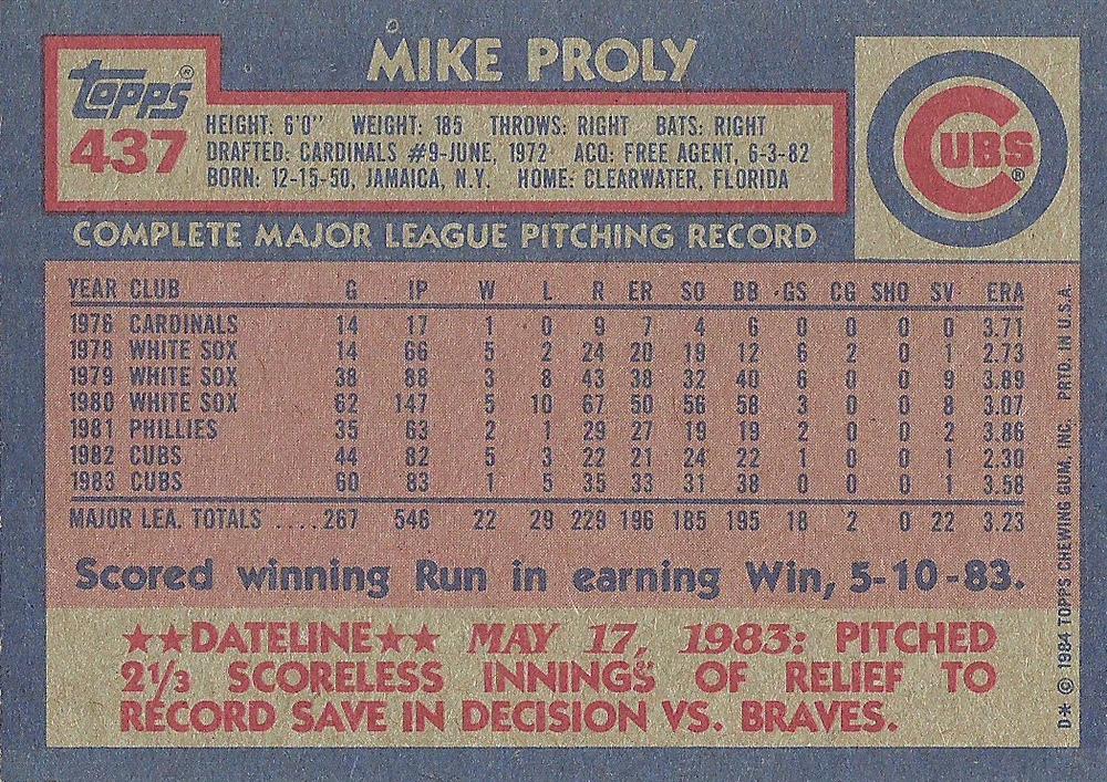 Mike Proly  baseball card collectible - Main Image 2