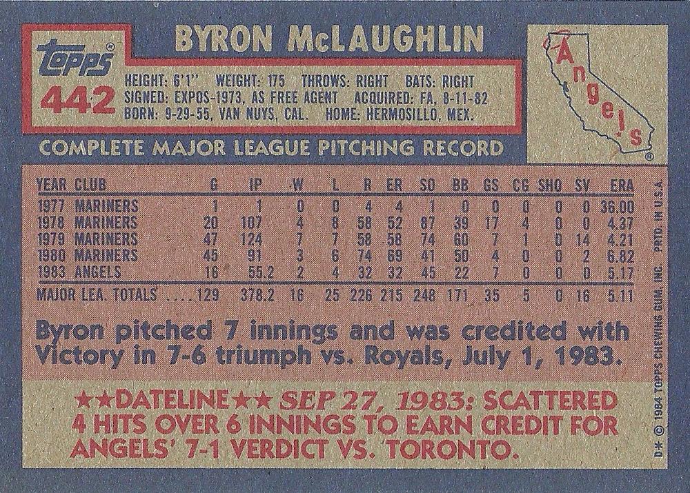 Byron McLaughlin  baseball card collectible - Main Image 2