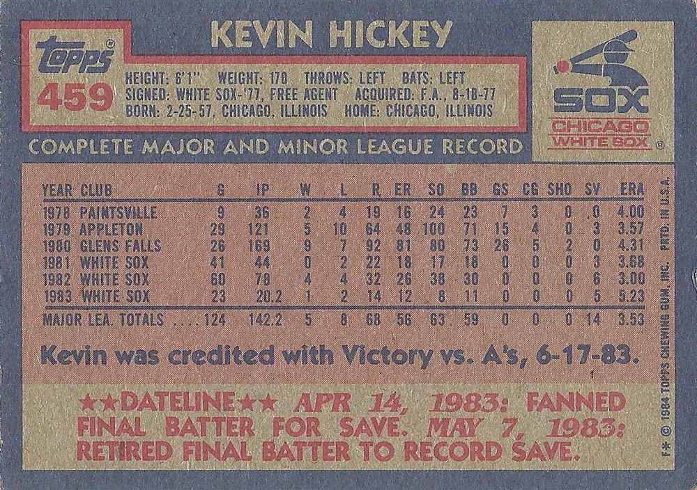 Kevin Hickey  baseball card collectible - Main Image 2