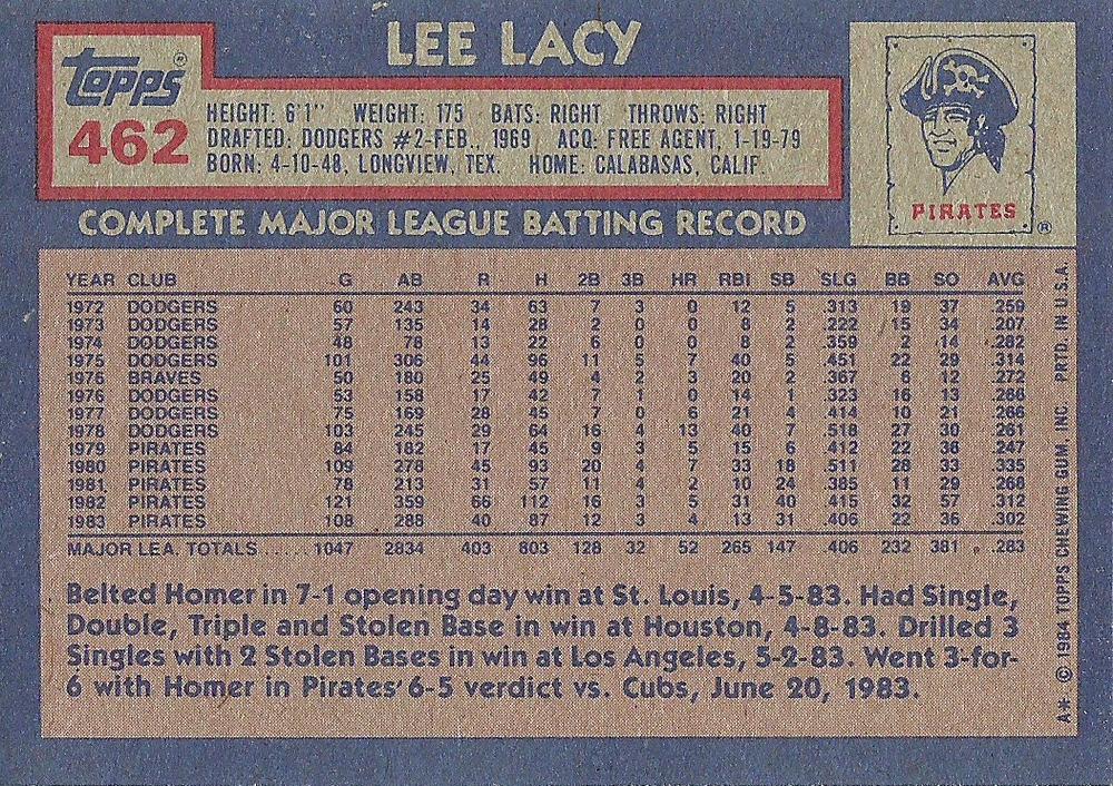 Lee Lacy  baseball card collectible - Main Image 2