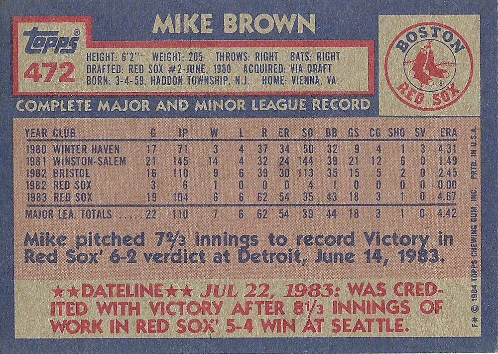 Mike Brown  baseball card collectible - Main Image 2
