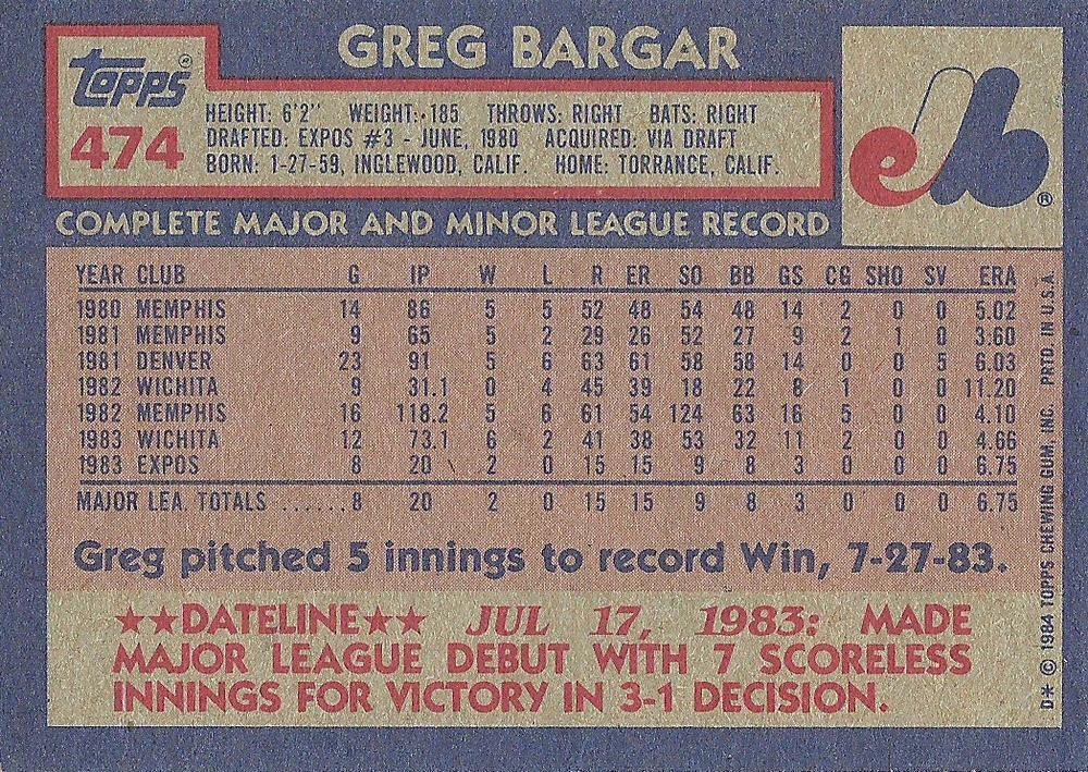 Greg Bargar  baseball card collectible - Main Image 2
