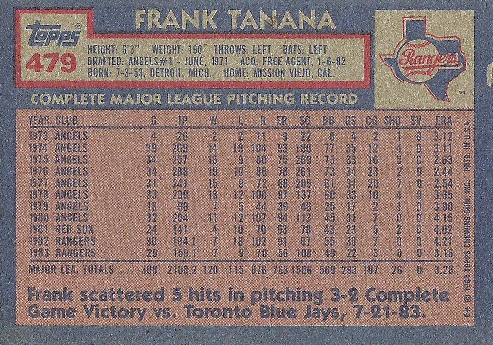 Frank Tanana  baseball card collectible - Main Image 2