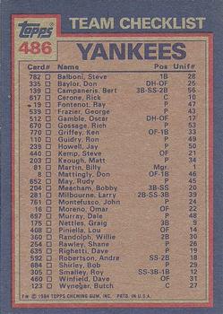 Yankees Leaders / Checklist (Don Baylor / Ron Guidry)  baseball card collectible - Main Image 2