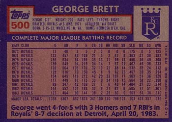 George Brett  baseball card collectible - Main Image 2